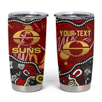 Personalized Gold Coast Suns Tumbler Cup Aboriginal Dot Painting Graffiti Style