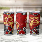Personalized Gold Coast Suns Tumbler Cup Aboriginal Dot Painting Graffiti Style