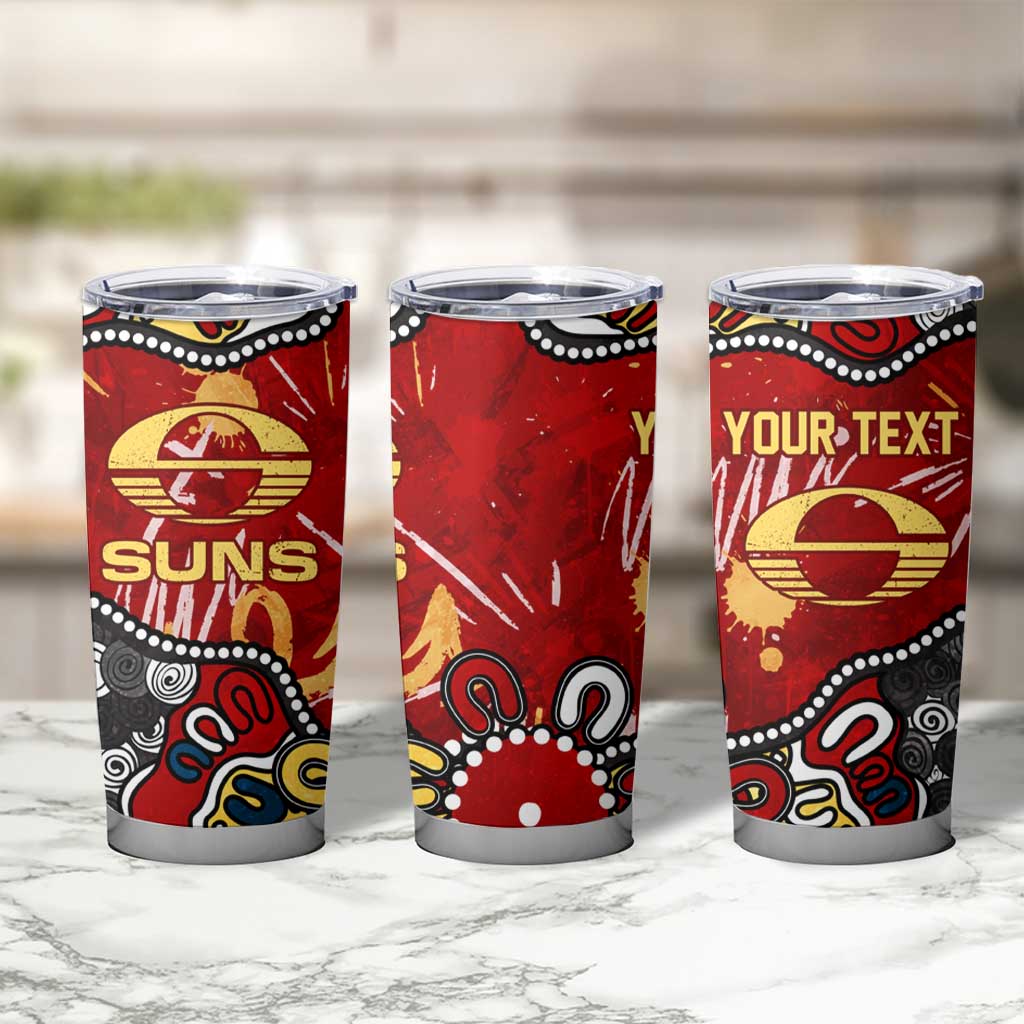 Personalized Gold Coast Suns Tumbler Cup Aboriginal Dot Painting Graffiti Style