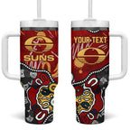 Personalized Gold Coast Suns Tumbler With Handle Aboriginal Dot Painting Graffiti Style