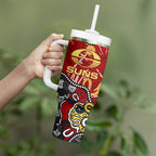 Personalized Gold Coast Suns Tumbler With Handle Aboriginal Dot Painting Graffiti Style