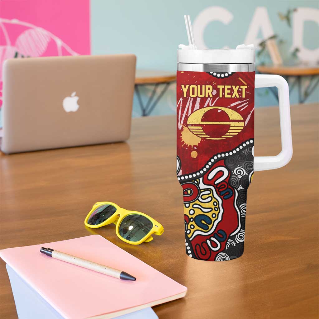 Personalized Gold Coast Suns Tumbler With Handle Aboriginal Dot Painting Graffiti Style
