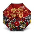 Personalized Gold Coast Suns Umbrella Aboriginal Dot Painting Graffiti Style