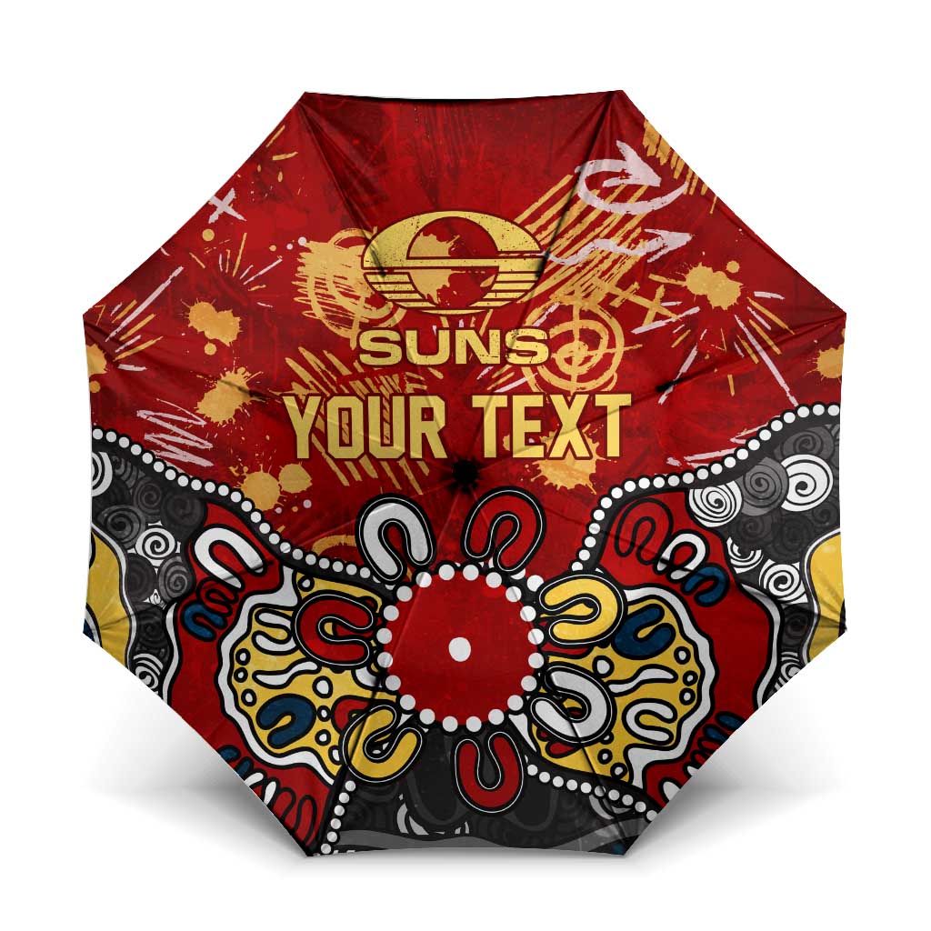 Personalized Gold Coast Suns Umbrella Aboriginal Dot Painting Graffiti Style