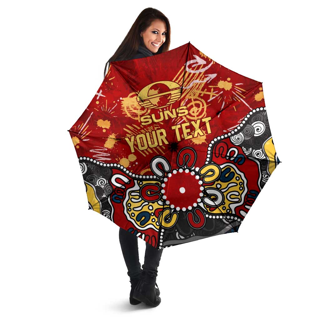 Personalized Gold Coast Suns Umbrella Aboriginal Dot Painting Graffiti Style
