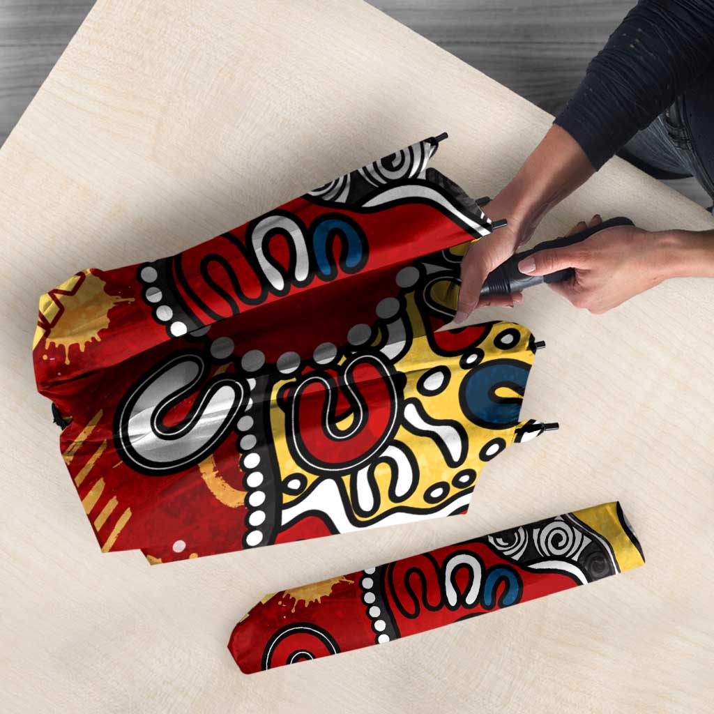 Personalized Gold Coast Suns Umbrella Aboriginal Dot Painting Graffiti Style
