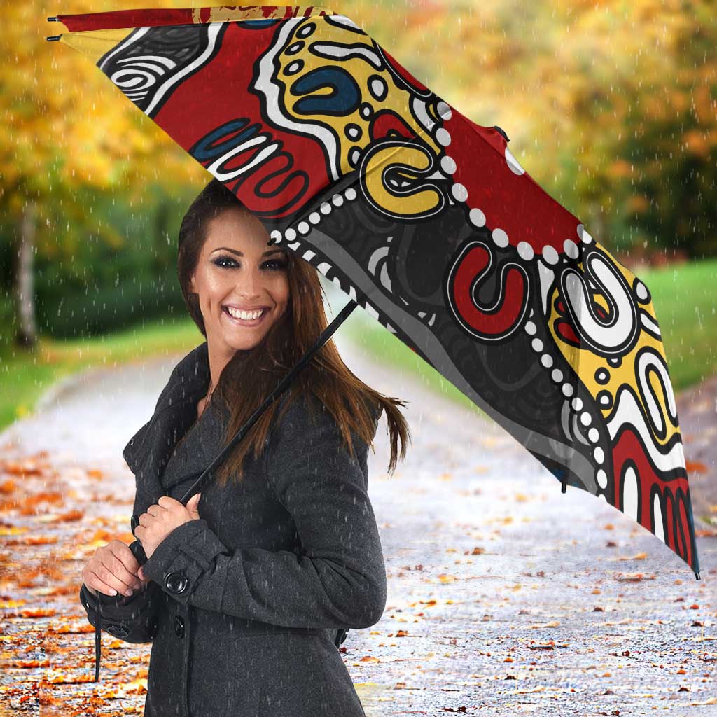 Personalized Gold Coast Suns Umbrella Aboriginal Dot Painting Graffiti Style