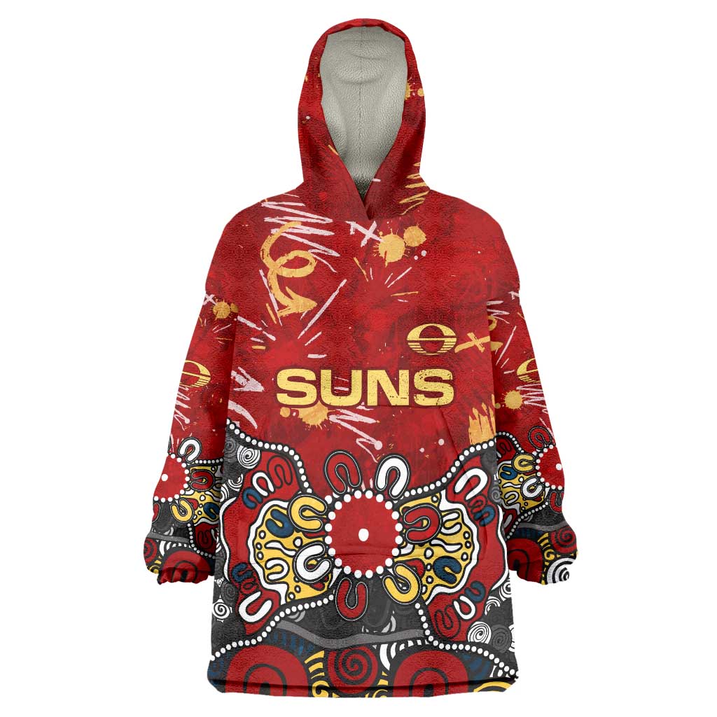 Personalized Gold Coast Suns Wearable Blanket Hoodie Aboriginal Dot Painting Graffiti Style