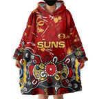 Personalized Gold Coast Suns Wearable Blanket Hoodie Aboriginal Dot Painting Graffiti Style