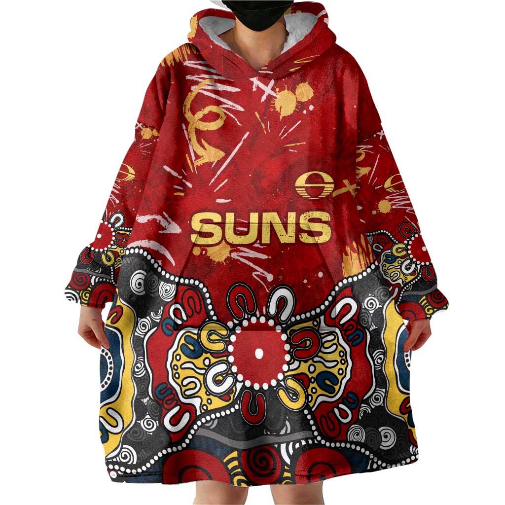 Personalized Gold Coast Suns Wearable Blanket Hoodie Aboriginal Dot Painting Graffiti Style