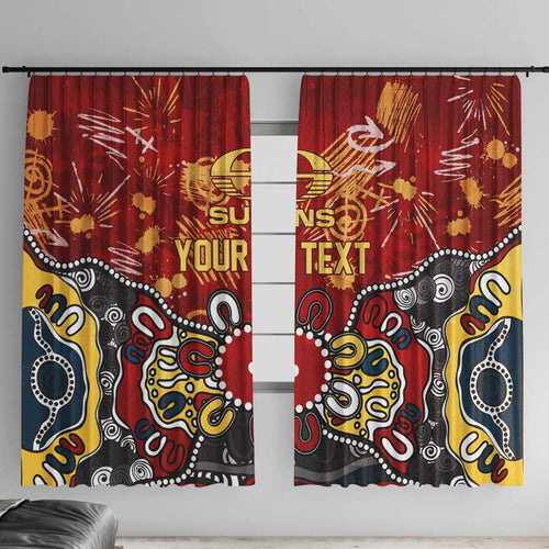 Personalized Gold Coast Suns Window Curtain Aboriginal Dot Painting Graffiti Style