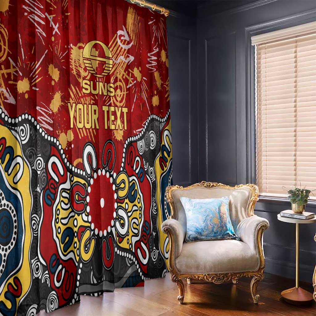 Personalized Gold Coast Suns Window Curtain Aboriginal Dot Painting Graffiti Style