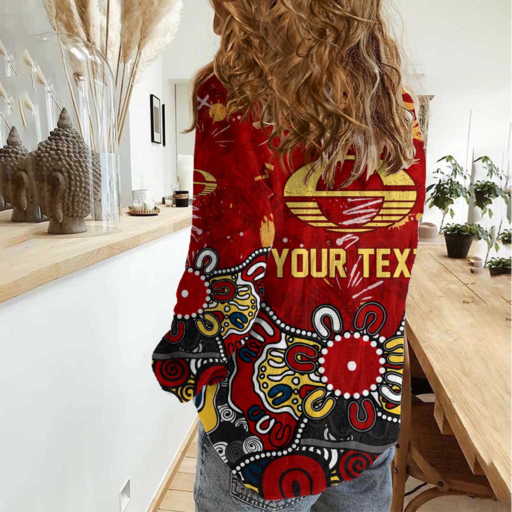 Personalized Gold Coast Suns Women Casual Shirt Aboriginal Dot Painting Graffiti Style