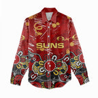 Personalized Gold Coast Suns Women Casual Shirt Aboriginal Dot Painting Graffiti Style