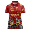 Personalized Gold Coast Suns Women Polo Shirt Aboriginal Dot Painting Graffiti Style