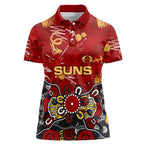 Personalized Gold Coast Suns Women Polo Shirt Aboriginal Dot Painting Graffiti Style