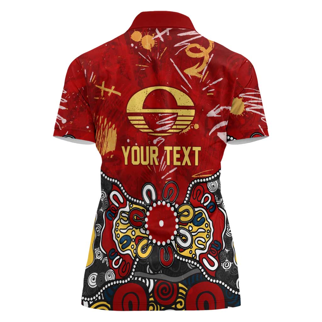 Personalized Gold Coast Suns Women Polo Shirt Aboriginal Dot Painting Graffiti Style