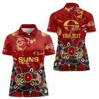 Personalized Gold Coast Suns Women Polo Shirt Aboriginal Dot Painting Graffiti Style