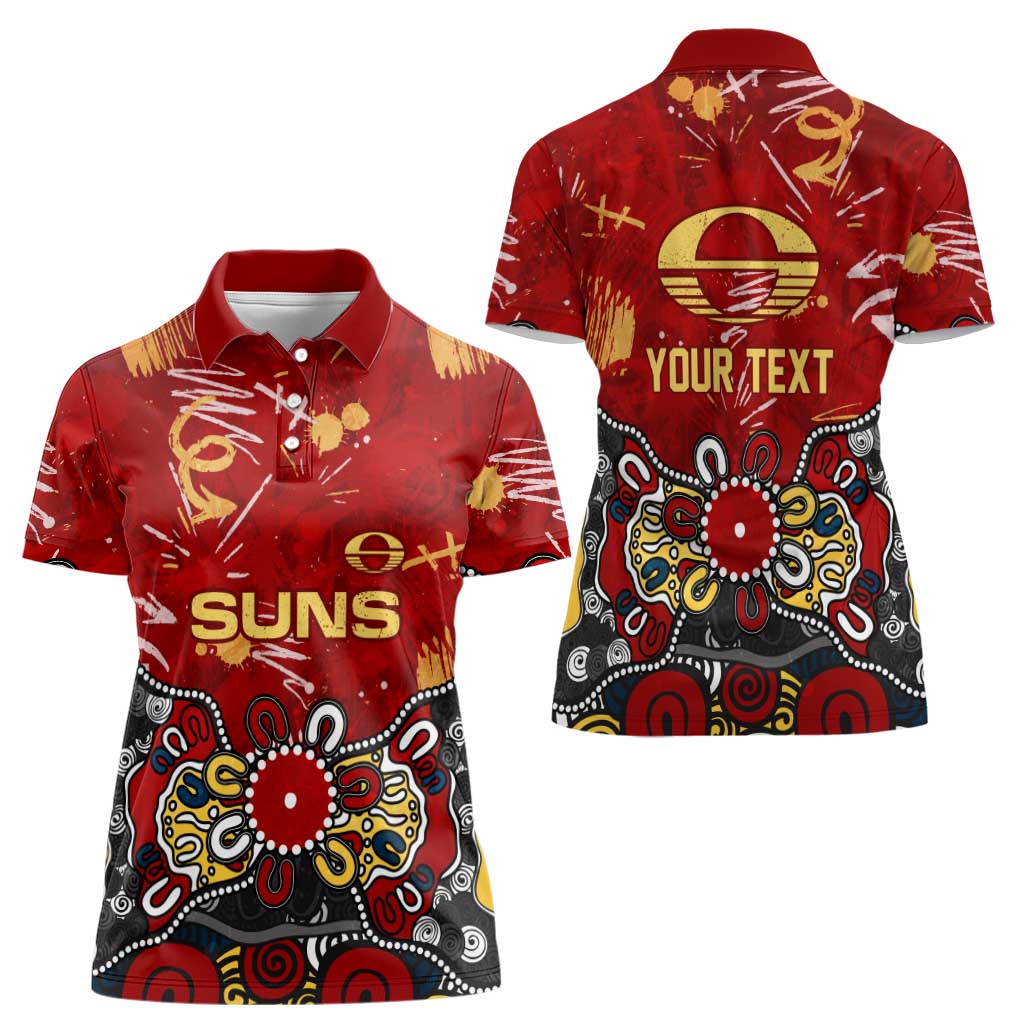 Personalized Gold Coast Suns Women Polo Shirt Aboriginal Dot Painting Graffiti Style