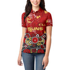 Personalized Gold Coast Suns Women Polo Shirt Aboriginal Dot Painting Graffiti Style