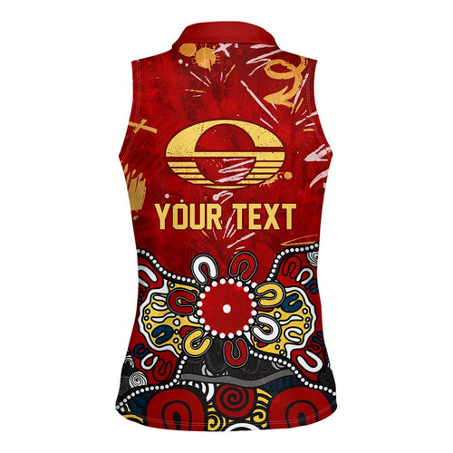Personalized Gold Coast Suns Women Sleeveless Polo Shirt Aboriginal Dot Painting Graffiti Style