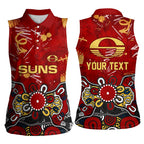 Personalized Gold Coast Suns Women Sleeveless Polo Shirt Aboriginal Dot Painting Graffiti Style