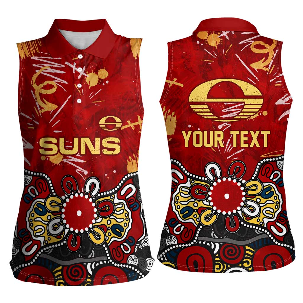 Personalized Gold Coast Suns Women Sleeveless Polo Shirt Aboriginal Dot Painting Graffiti Style