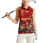 Personalized Gold Coast Suns Women Sleeveless Polo Shirt Aboriginal Dot Painting Graffiti Style