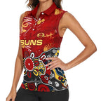 Personalized Gold Coast Suns Women Sleeveless Polo Shirt Aboriginal Dot Painting Graffiti Style