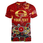 Personalized Gold Coast Suns Women V-Neck T-Shirt Aboriginal Dot Painting Graffiti Style