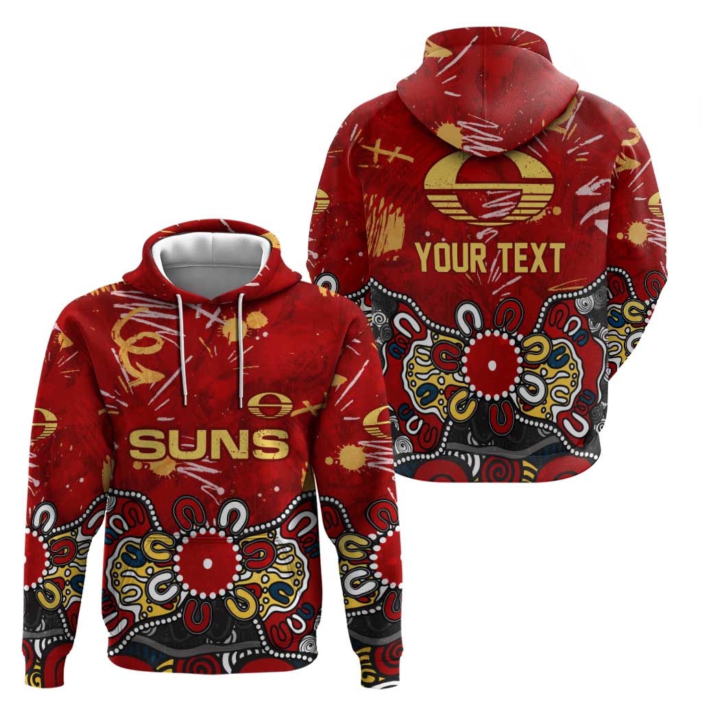 Personalized Gold Coast Suns Zip Hoodie Aboriginal Dot Painting Graffiti Style