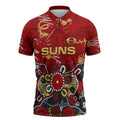 Personalized Gold Coast Suns Zipper Polo Shirt Aboriginal Dot Painting Graffiti Style