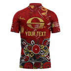 Personalized Gold Coast Suns Zipper Polo Shirt Aboriginal Dot Painting Graffiti Style