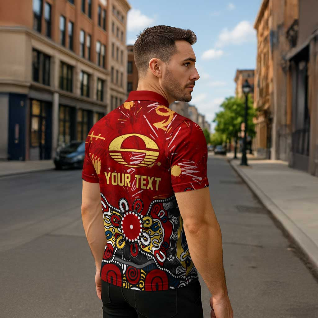 Personalized Gold Coast Suns Zipper Polo Shirt Aboriginal Dot Painting Graffiti Style