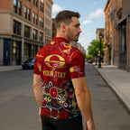 Personalized Gold Coast Suns Zipper Polo Shirt Aboriginal Dot Painting Graffiti Style