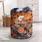 Personalized Greater Western Sydney Giants Laundry Basket Aboriginal Dot Painting Graffiti Style