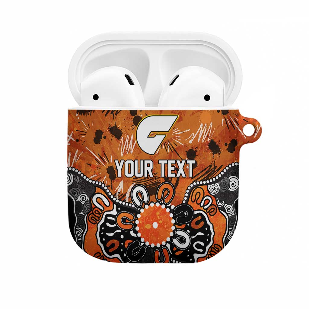 Personalized Greater Western Sydney Giants AirPods Case Aboriginal Dot Painting Graffiti Style