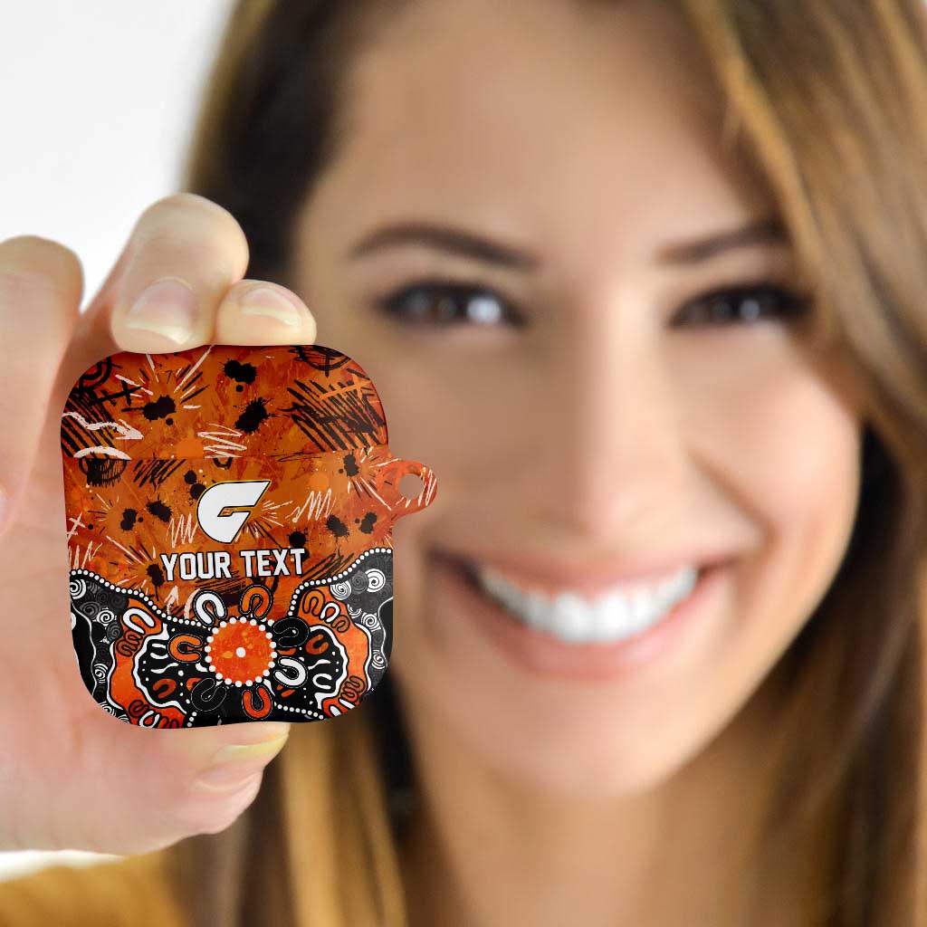 Personalized Greater Western Sydney Giants AirPods Case Aboriginal Dot Painting Graffiti Style