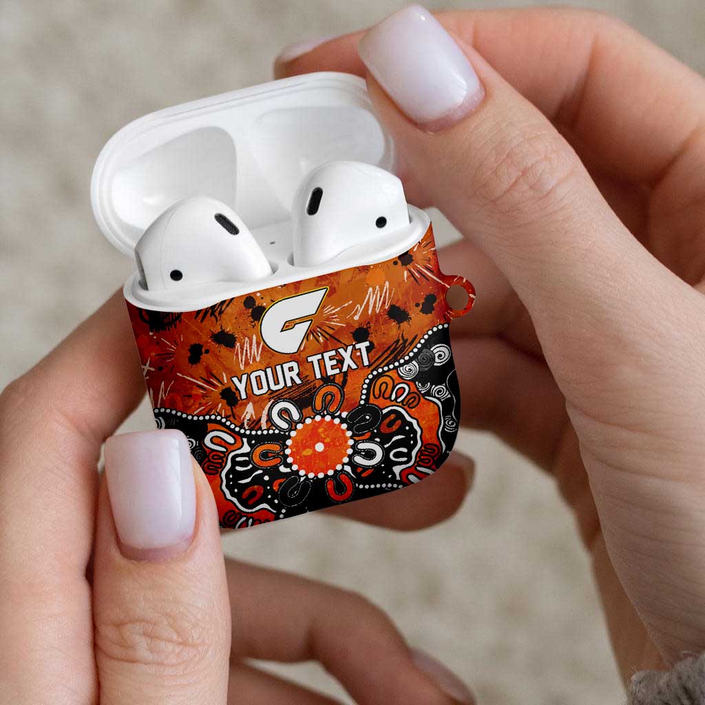 Personalized Greater Western Sydney Giants AirPods Case Aboriginal Dot Painting Graffiti Style