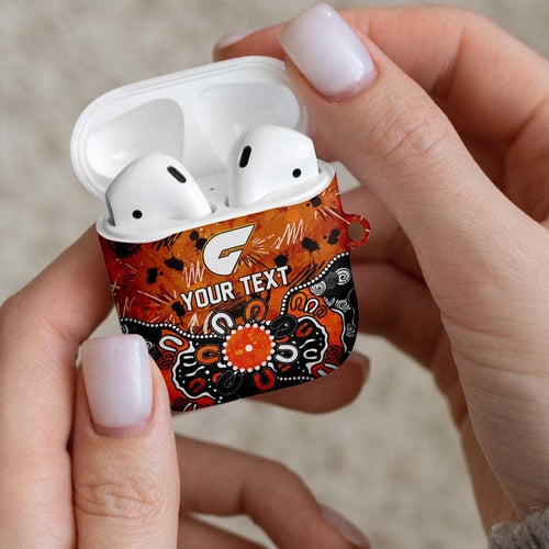 Personalized Greater Western Sydney Giants AirPods Case Aboriginal Dot Painting Graffiti Style