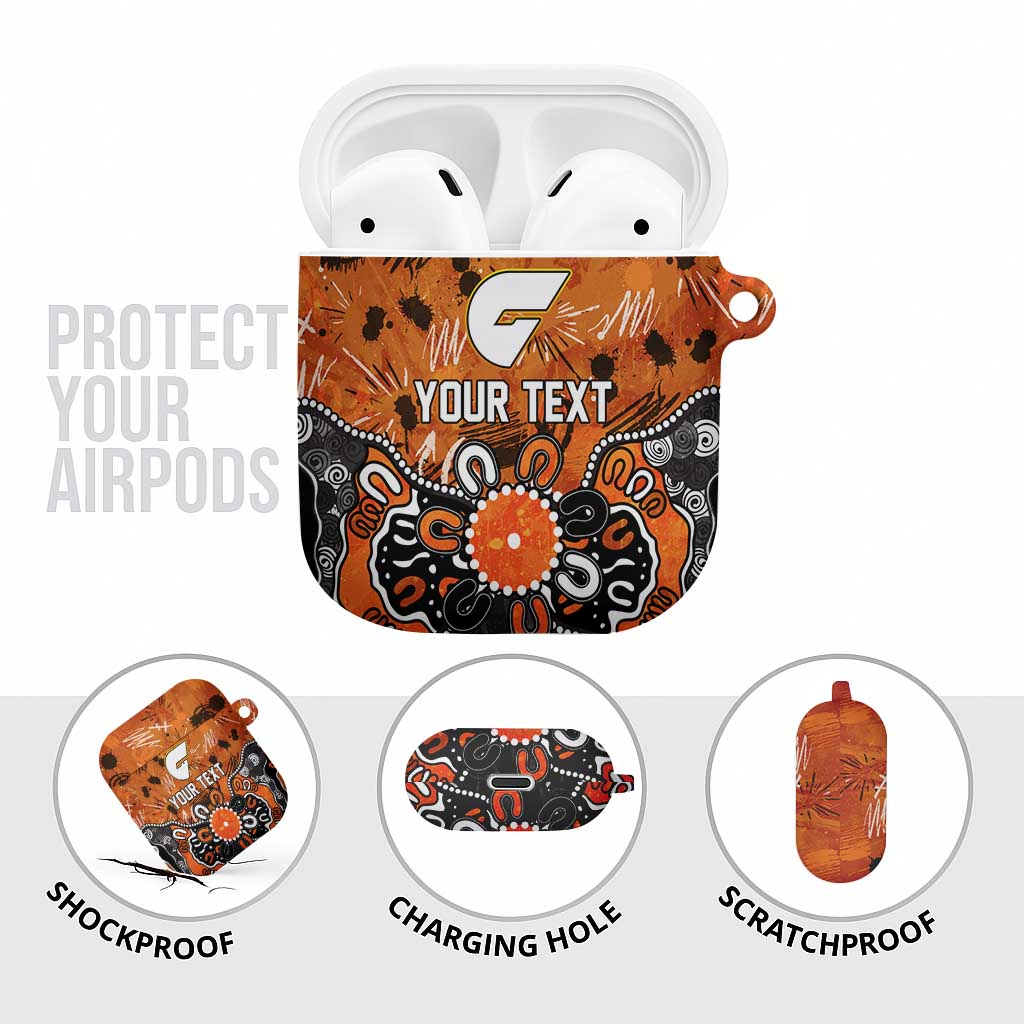 Personalized Greater Western Sydney Giants AirPods Case Aboriginal Dot Painting Graffiti Style