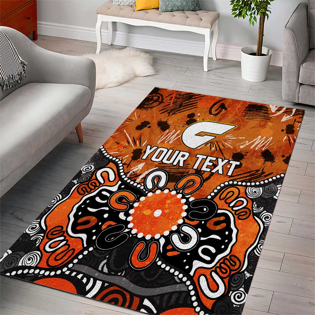 Personalized Greater Western Sydney Giants Area Rug Aboriginal Dot Painting Graffiti Style