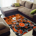 Personalized Greater Western Sydney Giants Area Rug Aboriginal Dot Painting Graffiti Style
