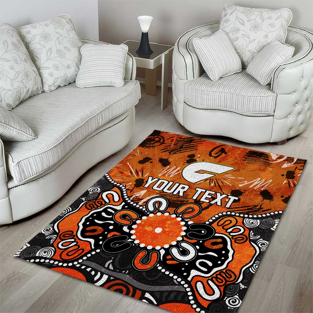 Personalized Greater Western Sydney Giants Area Rug Aboriginal Dot Painting Graffiti Style