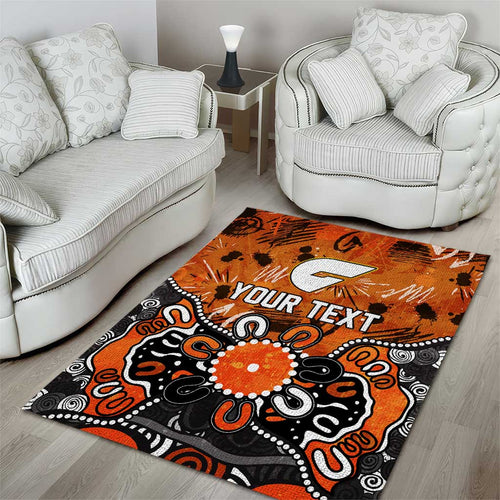 Personalized Greater Western Sydney Giants Area Rug Aboriginal Dot Painting Graffiti Style