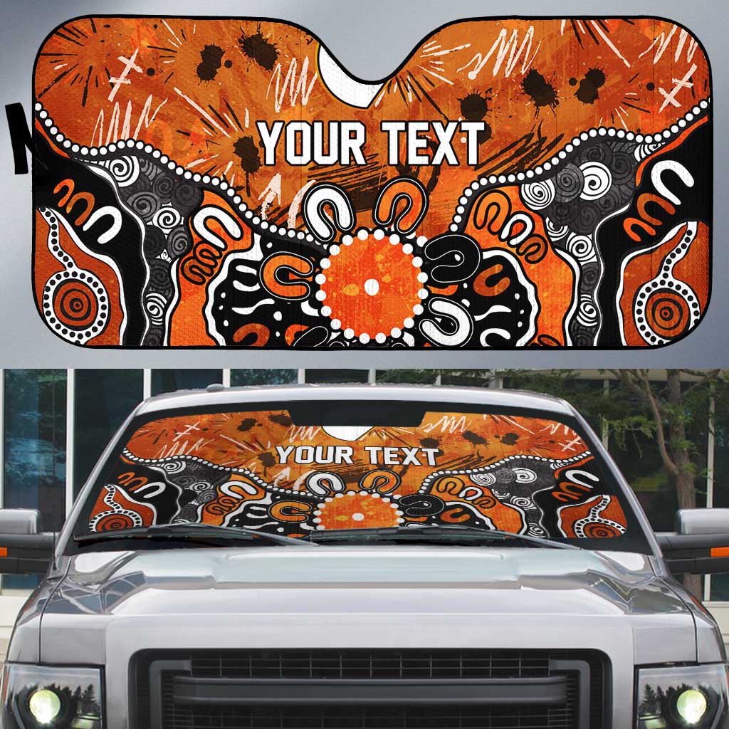Personalized Greater Western Sydney Giants Auto Sun Shade Aboriginal Dot Painting Graffiti Style