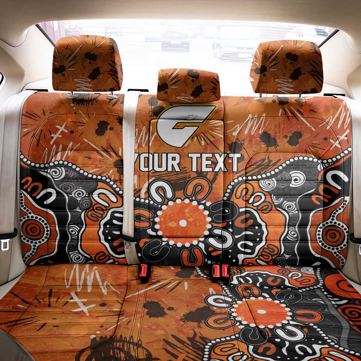 Personalized Greater Western Sydney Giants Back Car Seat Cover Aboriginal Dot Painting Graffiti Style