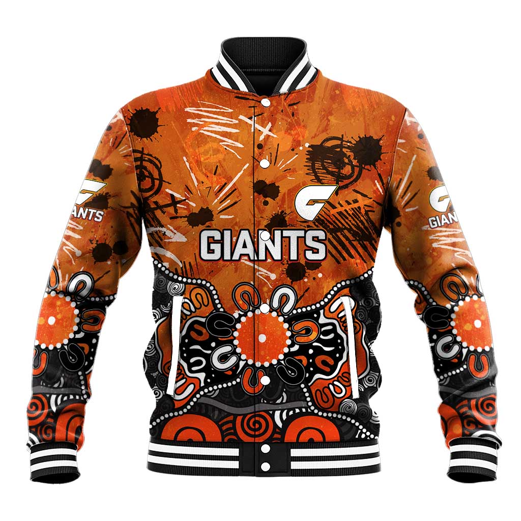 Personalized Greater Western Sydney Giants Baseball Jacket Aboriginal Dot Painting Graffiti Style