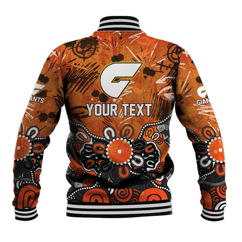 Personalized Greater Western Sydney Giants Baseball Jacket Aboriginal Dot Painting Graffiti Style