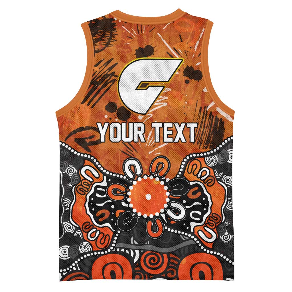 Personalized Greater Western Sydney Giants Basketball Jersey Aboriginal Dot Painting Graffiti Style